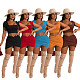 Short Sleeve T Shirt Crop Tops+Ruched Mini Skirt Set FOS-8200