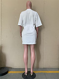 Half Sleeve Printed Loose Oversize T Shirt Dress ORY-5226