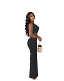 One Shoulder Crop Top Side Slit Skirt Two Piece Set WSM-5306