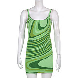 Abstract Print Y2K Sleeveless Mini Bodycon Dresses OYW-73714