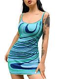 Abstract Print Y2K Sleeveless Mini Bodycon Dresses OYW-73714