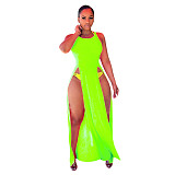 Sleeveless High Side Split Beach Cover Up Dresses SH-043