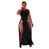 Sleeveless High Side Split Beach Cover Up Dresses SH-043