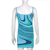 Abstract Print Y2K Sleeveless Mini Bodycon Dresses OYW-73714