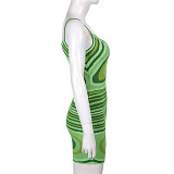 Abstract Print Y2K Sleeveless Mini Bodycon Dresses OYW-73714