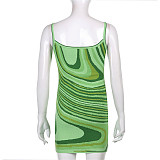 Abstract Print Y2K Sleeveless Mini Bodycon Dresses OYW-73714