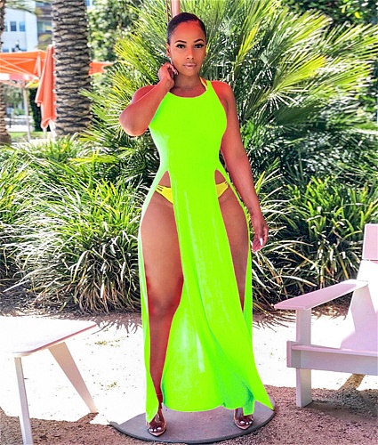 Sleeveless High Side Split Beach Cover Up Dresses SH-043