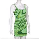 Abstract Print Y2K Sleeveless Mini Bodycon Dresses OYW-73714