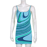 Abstract Print Y2K Sleeveless Mini Bodycon Dresses OYW-73714