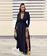 Deep V Neck Long Sleeves High Slit Evening Dress TB-5422