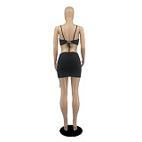 Cut Out Spaghetti Strap Ruched Drawstring Sexy Dress DD-88152