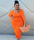Plus Size Long Sleeve Pleated Bodycon Maxi Dress HEJ-21S6077