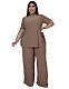 Casual Short Sleeve Shirt and Wide Leg Pants Set ASL-7070