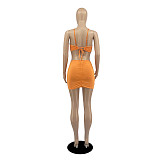 Cut Out Spaghetti Strap Ruched Drawstring Sexy Dress DD-88152