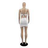 Cut Out Spaghetti Strap Ruched Drawstring Sexy Dress DD-88152