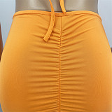 Cut Out Spaghetti Strap Ruched Drawstring Sexy Dress DD-88152