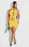Cross Halter Sleeveless Cut Out Bodycon Dress ZAND-31198