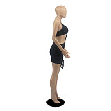 Cut Out Spaghetti Strap Ruched Drawstring Sexy Dress DD-88152