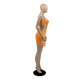 Cut Out Spaghetti Strap Ruched Drawstring Sexy Dress DD-88152
