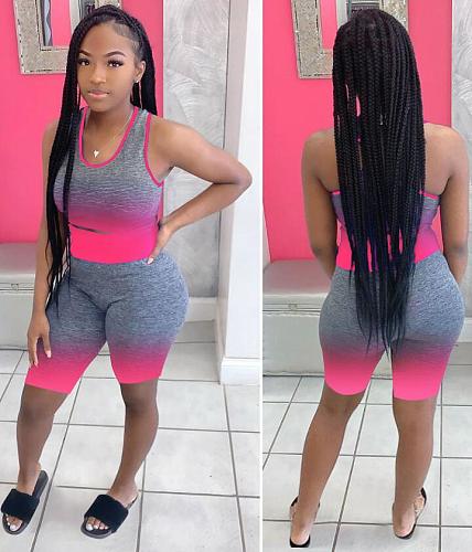 Vest Tops High Waist Hip Lifting Sport Two Pieces Set LP-6211