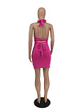 Cross Halter Sleeveless Cut Out Bodycon Dress ZAND-31198