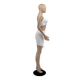 Cut Out Spaghetti Strap Ruched Drawstring Sexy Dress DD-88152