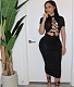 Short Sleeve Cut-Out Lace Up Skinny Club Dresses MEM-88429