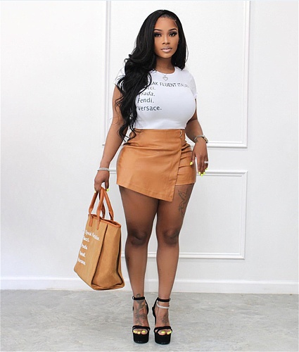 Letter Printing Short Sleeve O Neck T Shirt Tops SFY-2166