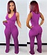 Deep V Neck Drawstring Tie Up Top Full Pants 2 Piece Set NY-2376