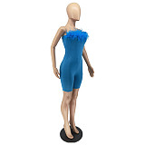 Solid Color Feather Bodycon One Piece Tube Rompers WSM-5307