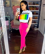 Short Sleeve Harajuku Print White T-shirt Crop Top ORY-5099-1