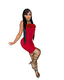 Solid Color Feather Bodycon One Piece Tube Rompers WSM-5307