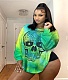 Skull Print Loose Round Neck Long Sleeve T-shirt YUM-9039