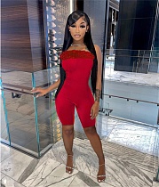 Solid Color Feather Bodycon One Piece Tube Rompers WSM-5307