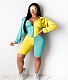 Zipper Top Tight Waist Long Sleeves Color Matching Two-Piece Set CL-6054