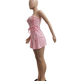 Strapless Lace Up Bandage A-line Bodycon Dress NIYA-8105
