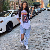 XS Short Sleeve Printed Loose Streetwear All-match Tees GLS-10084