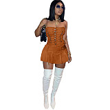 Strapless Lace Up Bandage A-line Bodycon Dress NIYA-8105