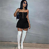 Strapless Lace Up Bandage A-line Bodycon Dress NIYA-8105