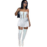 Strapless Lace Up Bandage A-line Bodycon Dress NIYA-8105