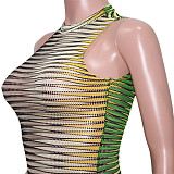 Sleeveless See Through Bodycon Striped Mini Dress SH-390272