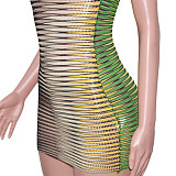 Sleeveless See Through Bodycon Striped Mini Dress SH-390272