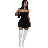 Strapless Lace Up Bandage A-line Bodycon Dress NIYA-8105