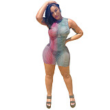 Sleeveless See Through Bodycon Striped Mini Dress SH-390272