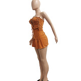 Strapless Lace Up Bandage A-line Bodycon Dress NIYA-8105