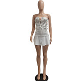 Strapless Lace Up Bandage A-line Bodycon Dress NIYA-8105