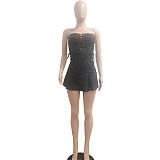 Strapless Lace Up Bandage A-line Bodycon Dress NIYA-8105
