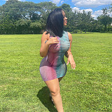 Sleeveless See Through Bodycon Striped Mini Dress SH-390272