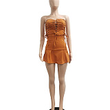 Strapless Lace Up Bandage A-line Bodycon Dress NIYA-8105