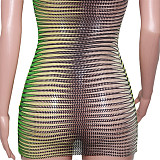 Sleeveless See Through Bodycon Striped Mini Dress SH-390272